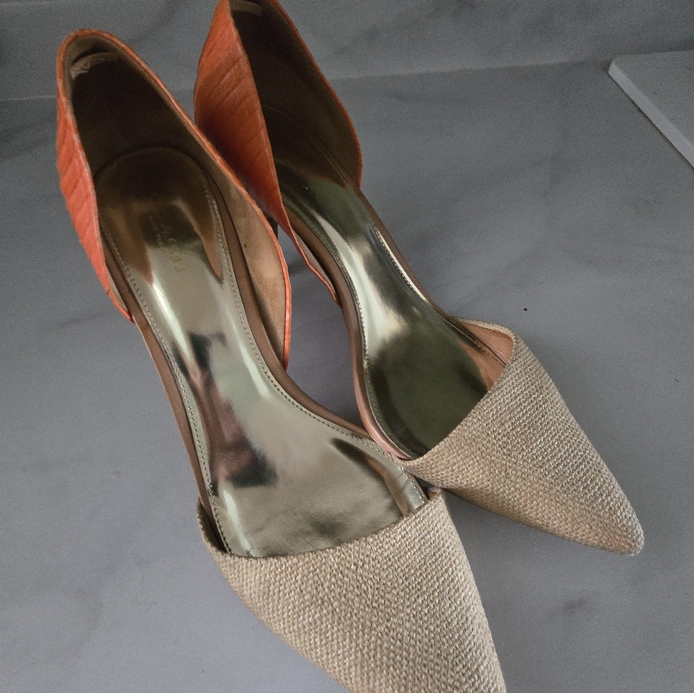 Elegant Tan and Orange Women's Heels Marked Coach Size 10